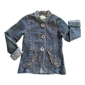 Persnickety Priscilla Girls Denim Jean Long Sleeve Jacket Lace Ruffle Back SZ 5